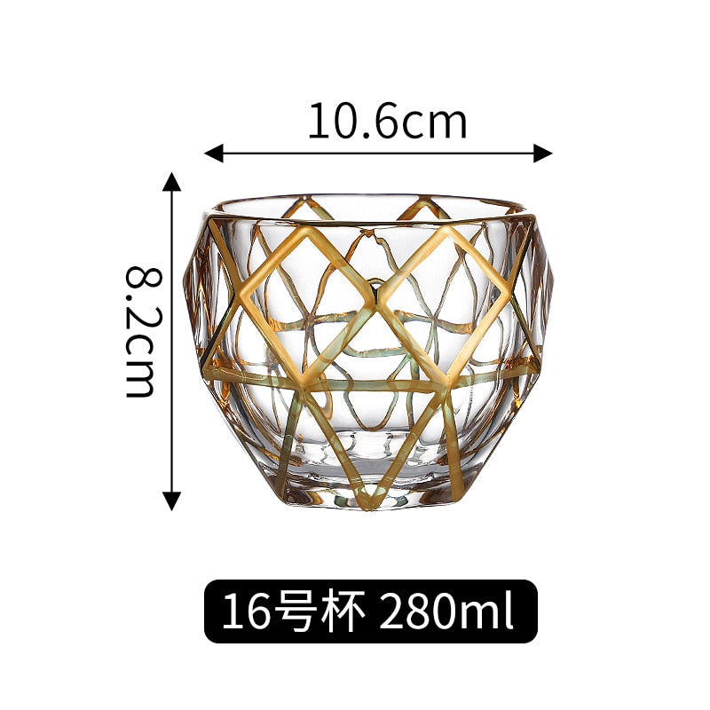 Crystal Gilt Glass Beer Mug European Luxury Brandy Wine Whiskey Cup Cups Drinkware Kitchen Dining Bar Home Garden