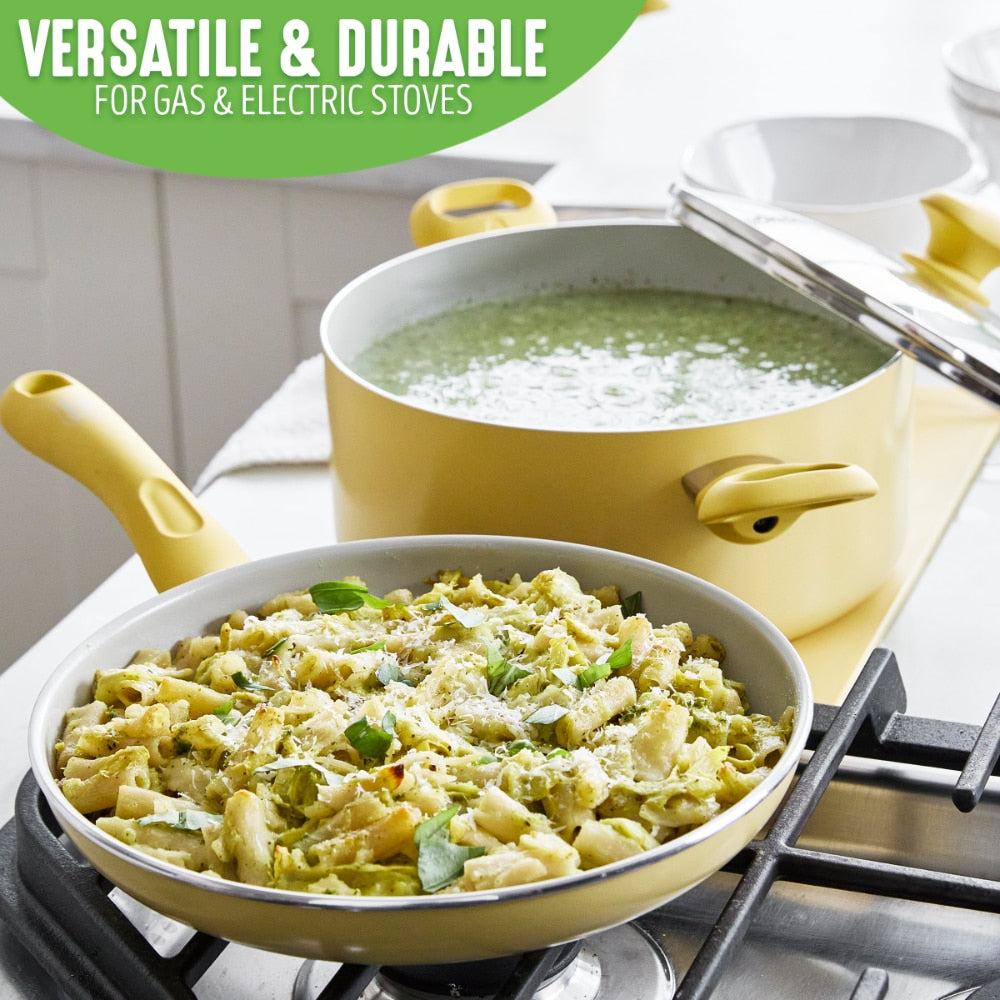 Ceramic Nonstick Yellow 15pc Set kitchen ollas de cocina cooking pots cookware set non stick