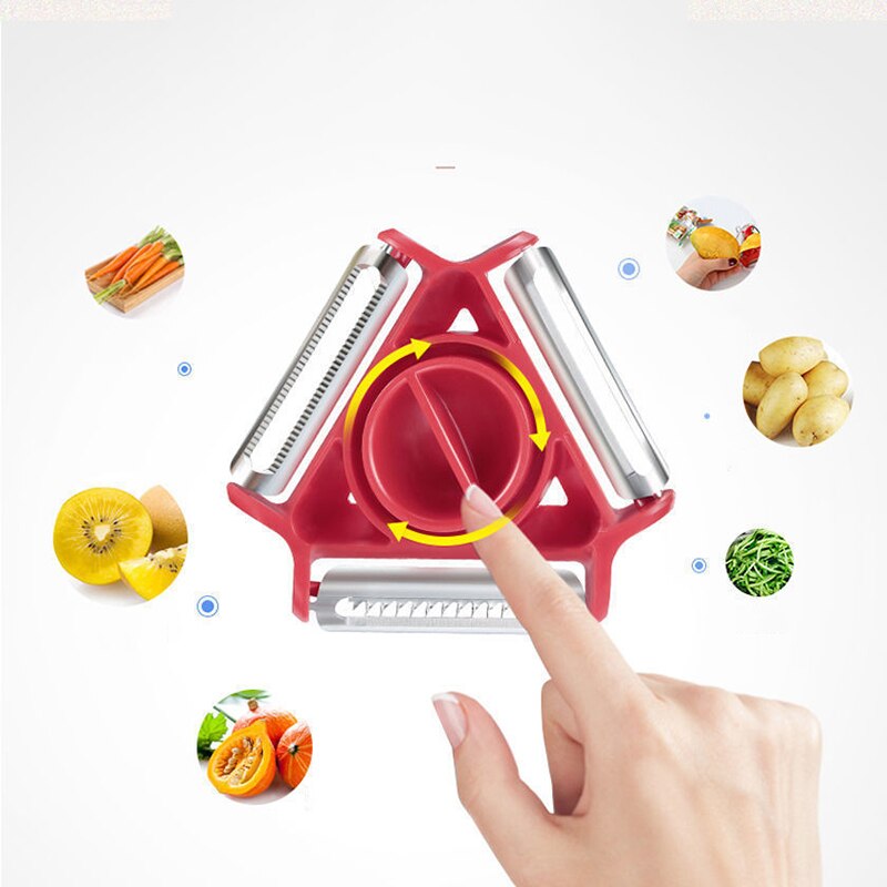 2pcs Triple Peeler Multi-function Peeler Round Fruit and Vegetable Kitchen Grater Rotary Slicer Fruit and Vegetable Tool