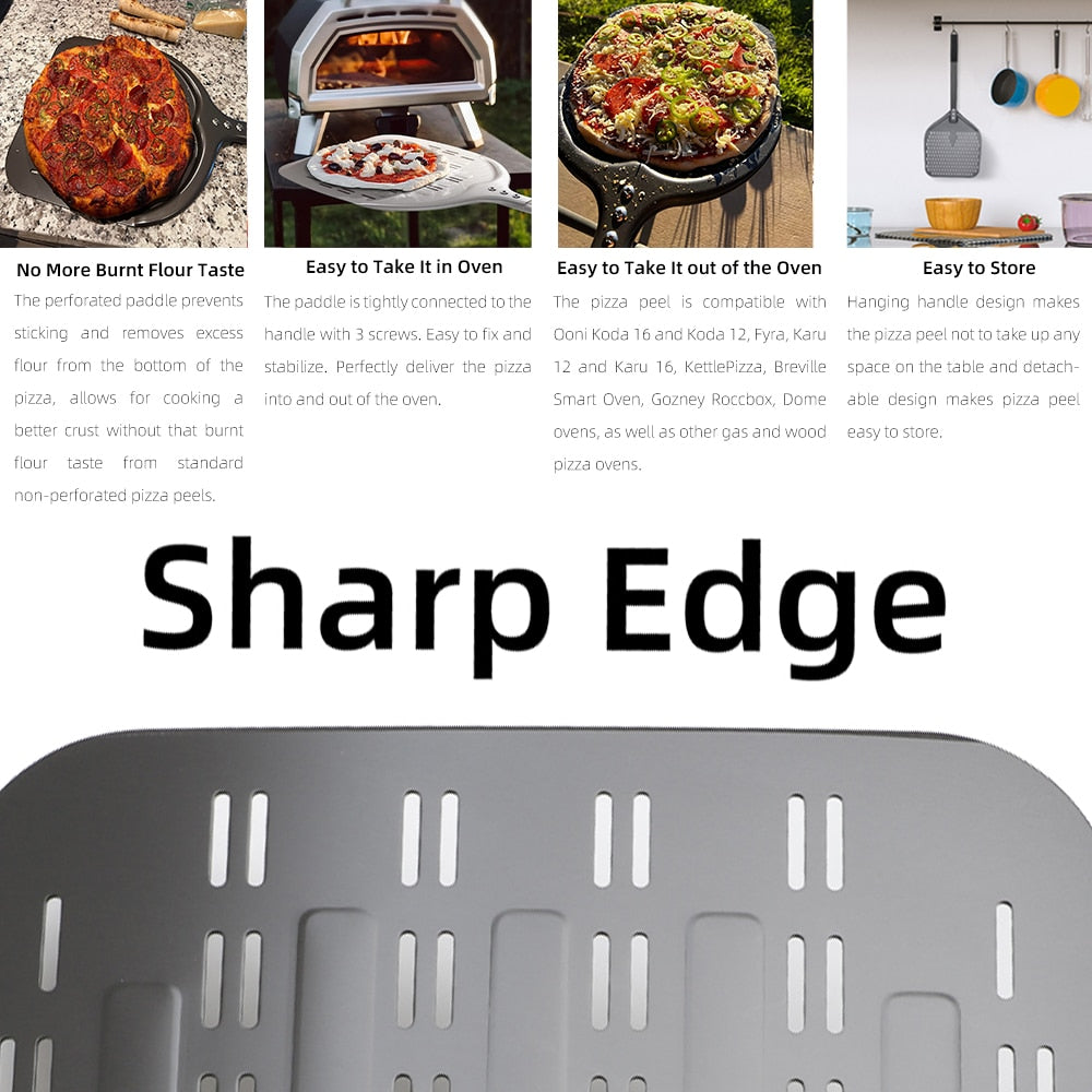 12 Inch Pizza Peel Turning Paddle Short Handle Shovel Kitchen Utensils Aluminum Apple Shape Pizza Turner Nonstick Baking Tools