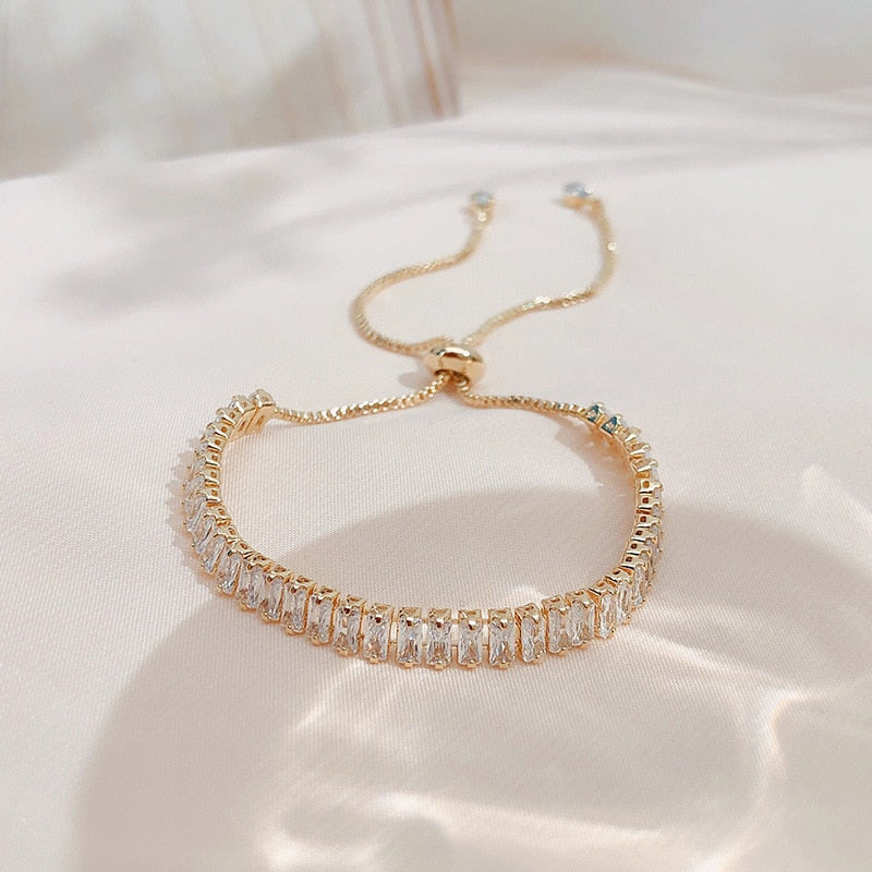 Full of Rhinestone Stainless Steel Bracelet For Women 2022 New Designer Shiny Luxury Zircon Adjustable Bracelets Jewelry Gift