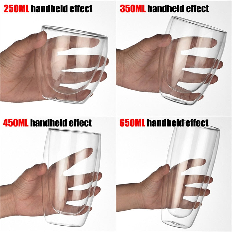 Double Wall High Borosilicate Glass Mug Heat Resistant Tea Milk Lemon Juice Coffee Water Cup Bar Drinkware Lover Gift Creativity