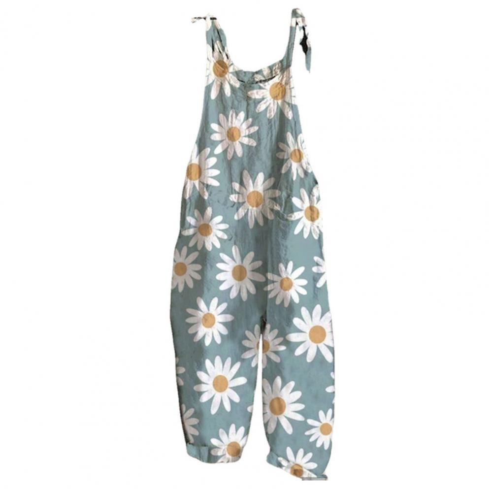 Summer Romper Streetwear Printed Jumpsuit Thin Breathable Creative Vintage Floral Print Elegant Women Jumpsuits