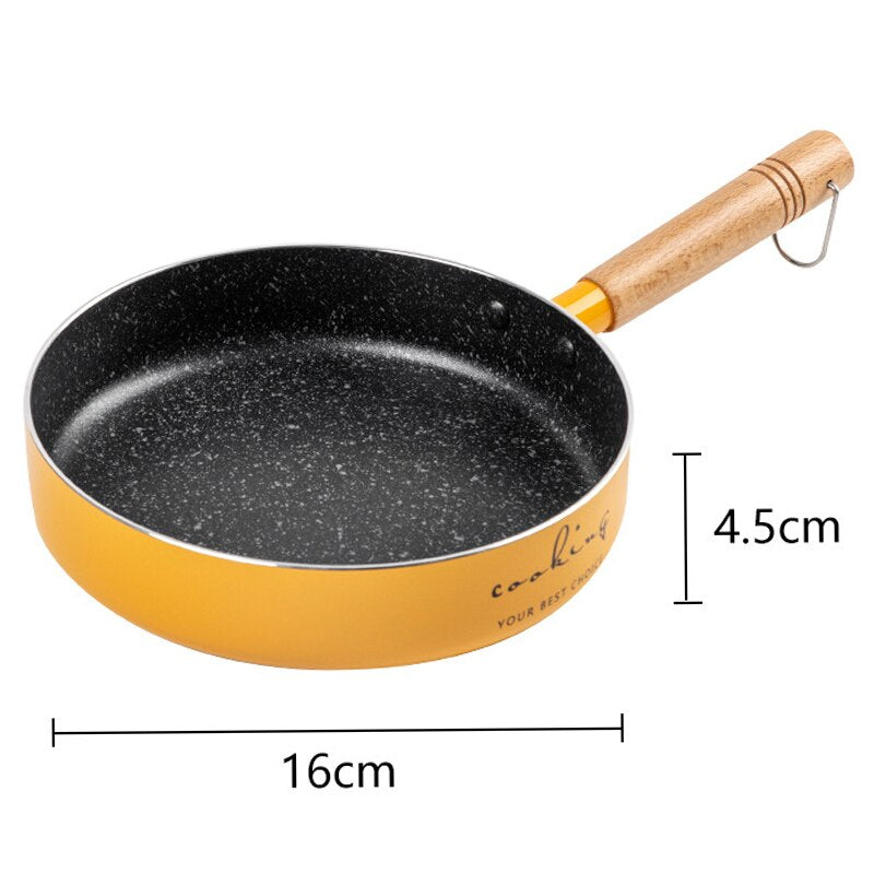 Frying Pan 16/20cm Wok Pan Non-stick Pan Induction Cooker Home Steak Pancake Pan Egg Pan Gas Stove Universal Saucepan Durable