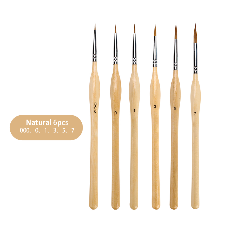 Weasel Hair Triangle Birch Rod Fine Nail Art Students Special Line Drawing Gouache Color Stroke Oil Brush 4colors Hook Line Pen