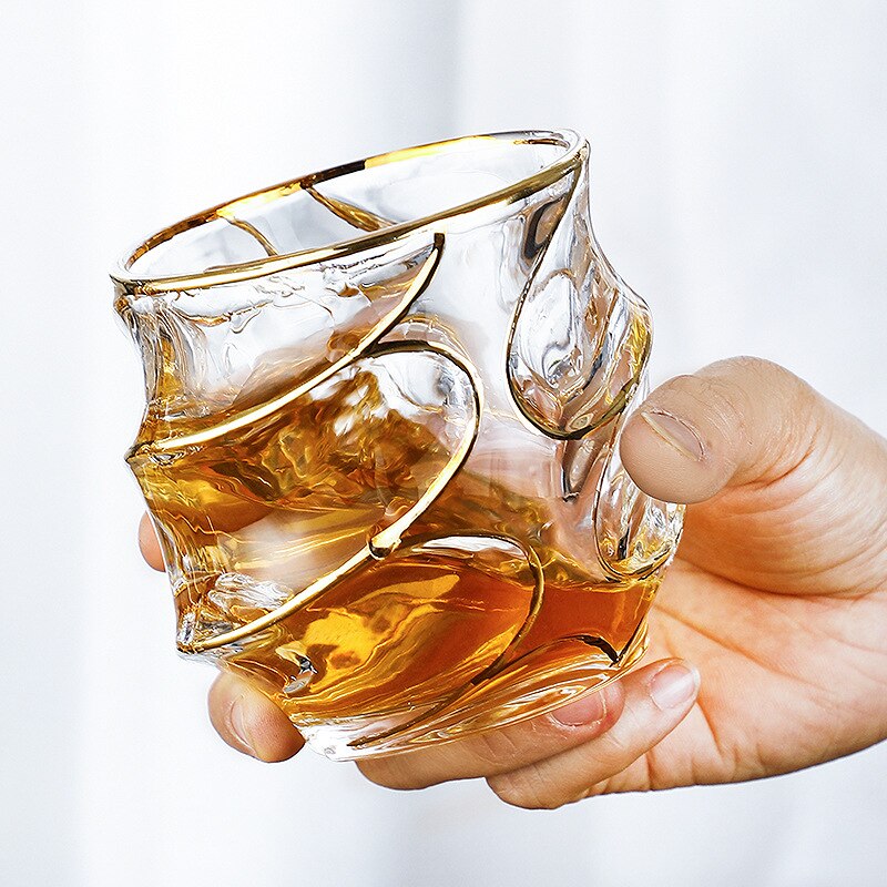Crystal Gilt Glass Beer Mug European Luxury Brandy Wine Whiskey Cup Cups Drinkware Kitchen Dining Bar Home Garden