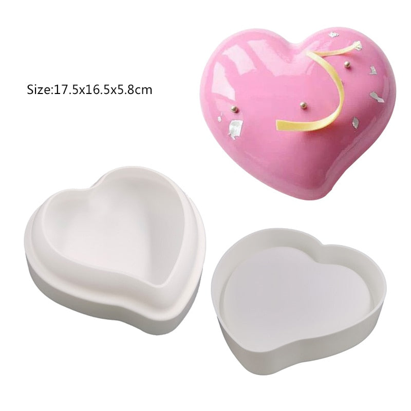 Heart Shaped Silicone Mold Cake Mousse Baking Forms Tray Silicon Soap Candle Making Moulds Kitchen Bakeware Tool