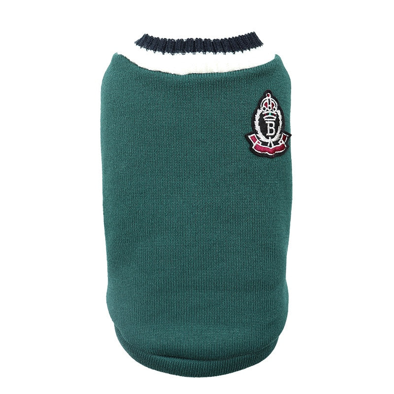 Dog Cat Sweater College Style V-neck Teddy knitted Vest Pet Puppy Winter Warm Clothes Apperal for Small Medium Large Dogs Cats