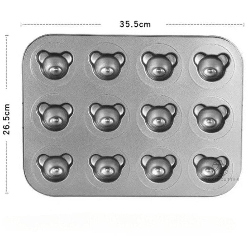 6/8/12 Cartoon Little Bear Madeline Pan, Non-Stick Cute Bear Muffin DIY Dessert Pastry Baking Decore Tools for Baking Tool