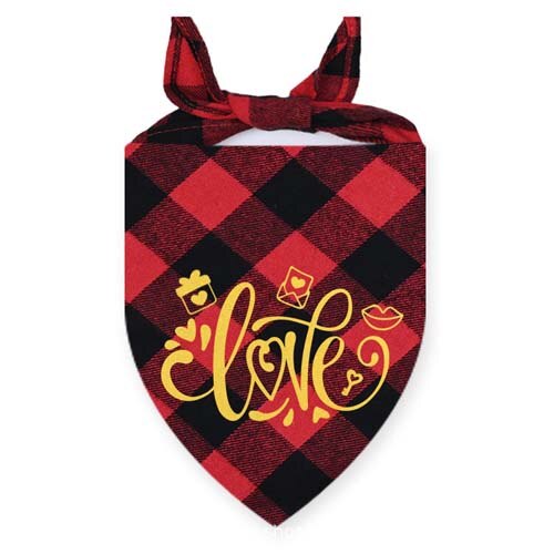 Plaid Dog Bandanas Valentine's Day Pet Towel Cat Accessories Holiday Party For Puppy Pet Supplies Costume Large Dog Accessories