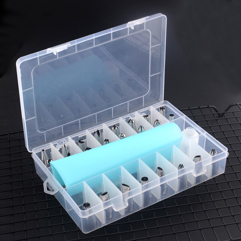 26Pcs/Set Silicone Pastry Bag Tips Kitchen DIY Cake Icing Piping Cream Cake Decorating Tools Reusable Pastry Bags+24 Nozzle Set