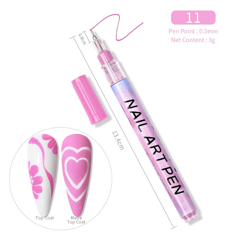BORN PRETTY-Bolígrafo de Graffiti para arte de uñas, delineador de pintura para manicura, herramientas de pintura de diseño de uñas, negro, 3D
