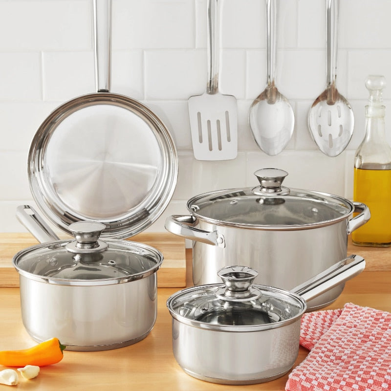 Mainstays Stainless Steel 24-Piece Kitchen Setcookware pots and pans set