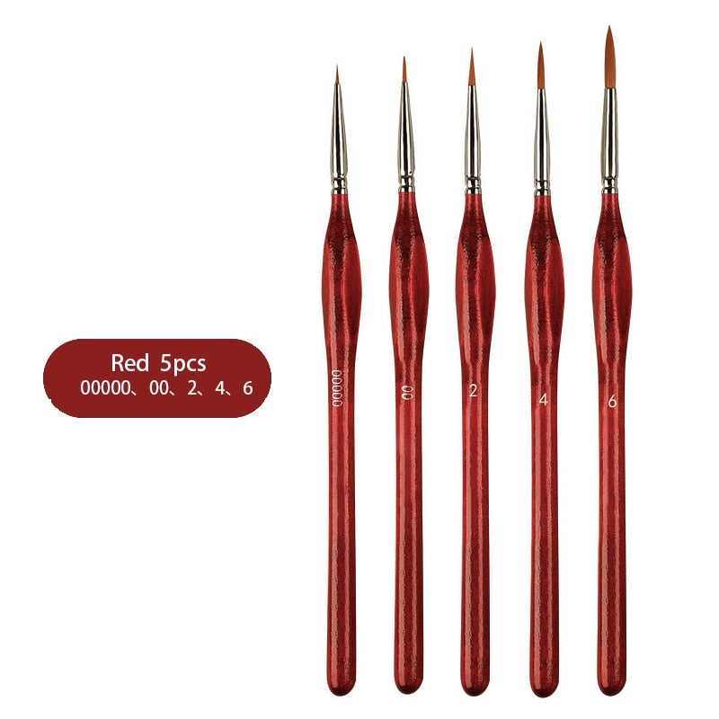 Weasel Hair Triangle Birch Rod Fine Nail Art Students Special Line Drawing Gouache Color Stroke Oil Brush 4colors Hook Line Pen