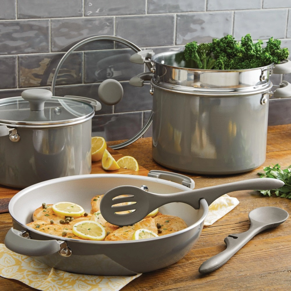 Stackable Nonstick Cookware Set, Gray 8-Piece cookware cooking pot