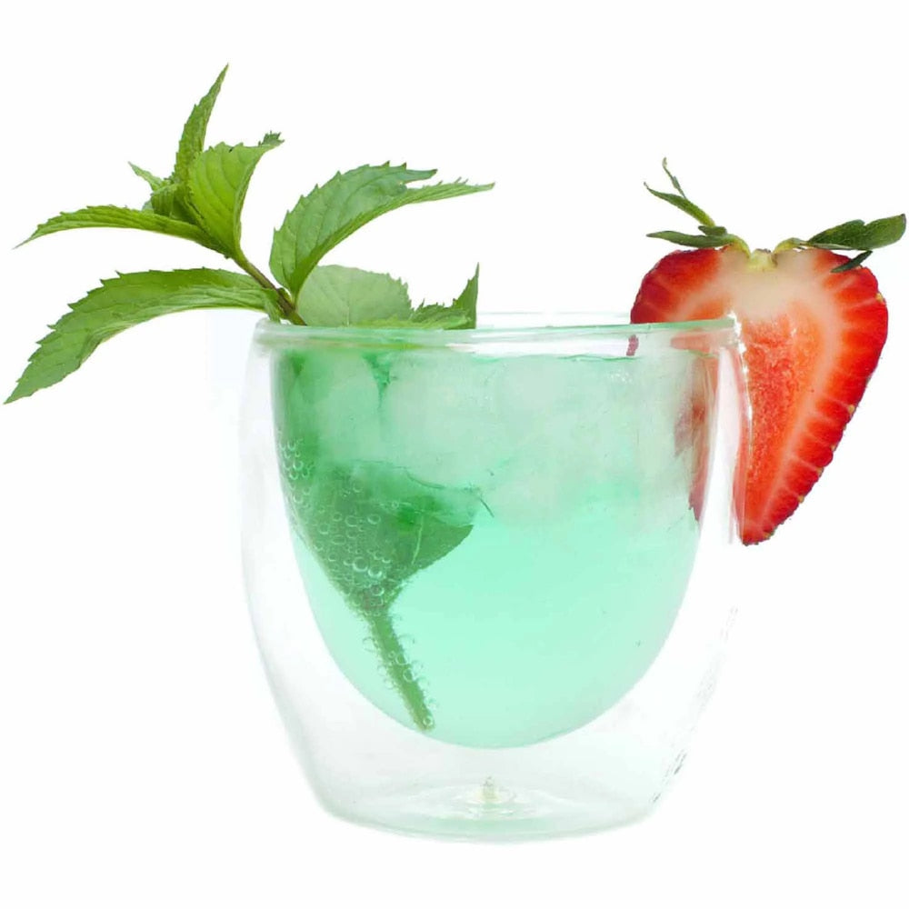 Double Wall 8 Oz Beverage Glasses Wine Glass Cup Free Shipping Drinkware Set of 8 Cocktail Whiskey Drinking Kitchen Dining Bar