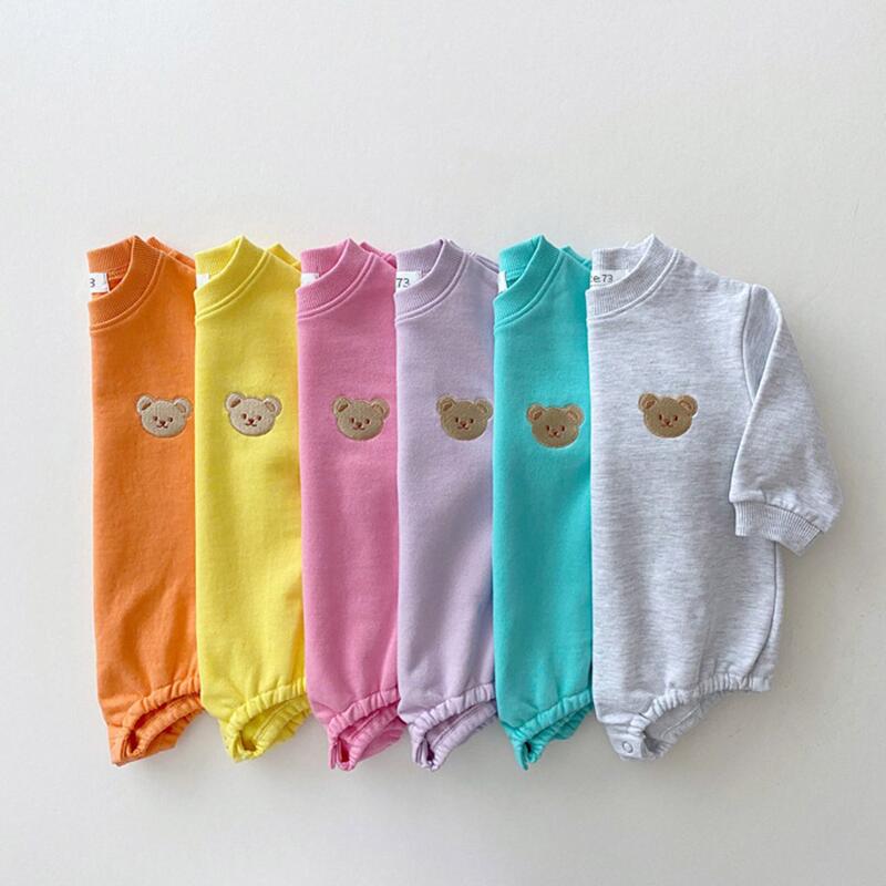 Sweat-shirt pour bébé coréen, barboteuse, manches longues, doux, en coton, ours, body pour bébé fille, combinaisons à capuche, hauts, vêtements d'extérieur, printemps automne