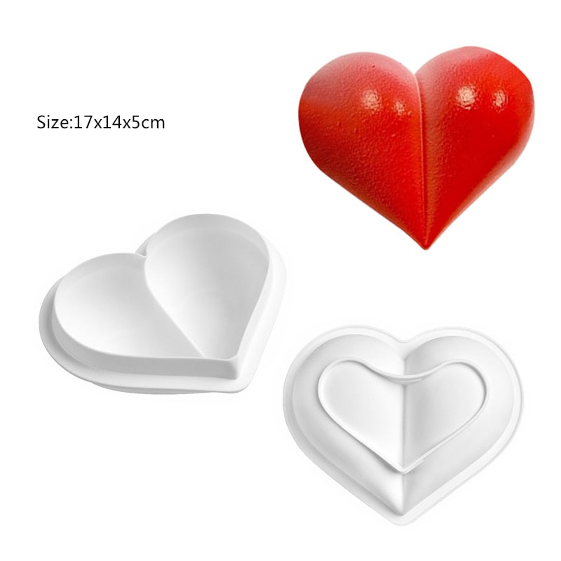 Heart Shaped Silicone Mold Cake Mousse Baking Forms Tray Silicon Soap Candle Making Moulds Kitchen Bakeware Tool