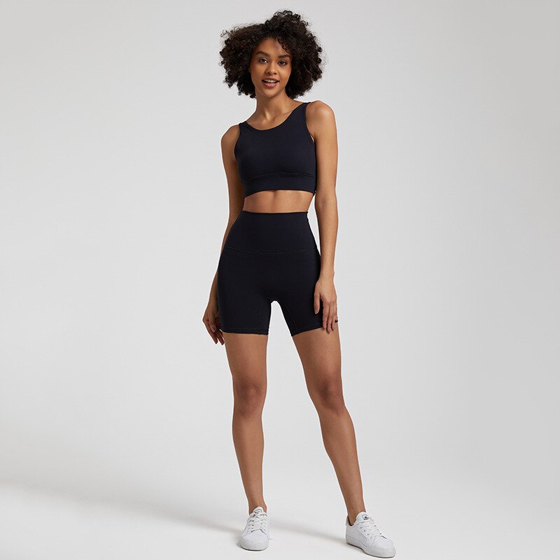 Seamless Yoga Set Gym Workout Clothes Two-piece Suit Women Running Fitness Set Sports Bra Top And High Waist Shorts Sportswear
