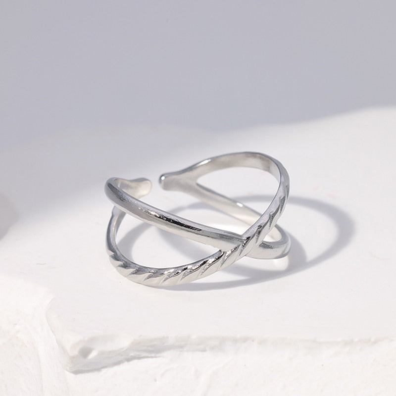 Trendy Stainless Steel Rings for Women Flower Heart Adjustable Finger Ring Fashion Party Jewelry Geometric Aesthetic Open Ring