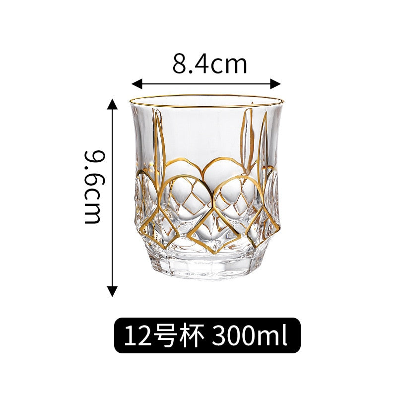 Crystal Gilt Glass Beer Mug European Luxury Brandy Wine Whiskey Cup Cups Drinkware Kitchen Dining Bar Home Garden