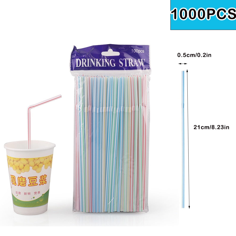 100/1000/10000Pcs Colorful&Black Drinking Kunststof Straws plastique Beverage Straw Milk Tea Bar Party Wedding Kitchen Accessory