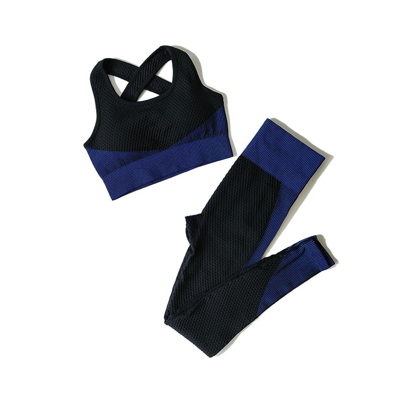 2/3Pcs Women Yoga Suit Seamless Knitted Yoga Pants Leggings Clothing Zipper Long Sleeve Crop Top Fitness Wear Sportswear Gym Set