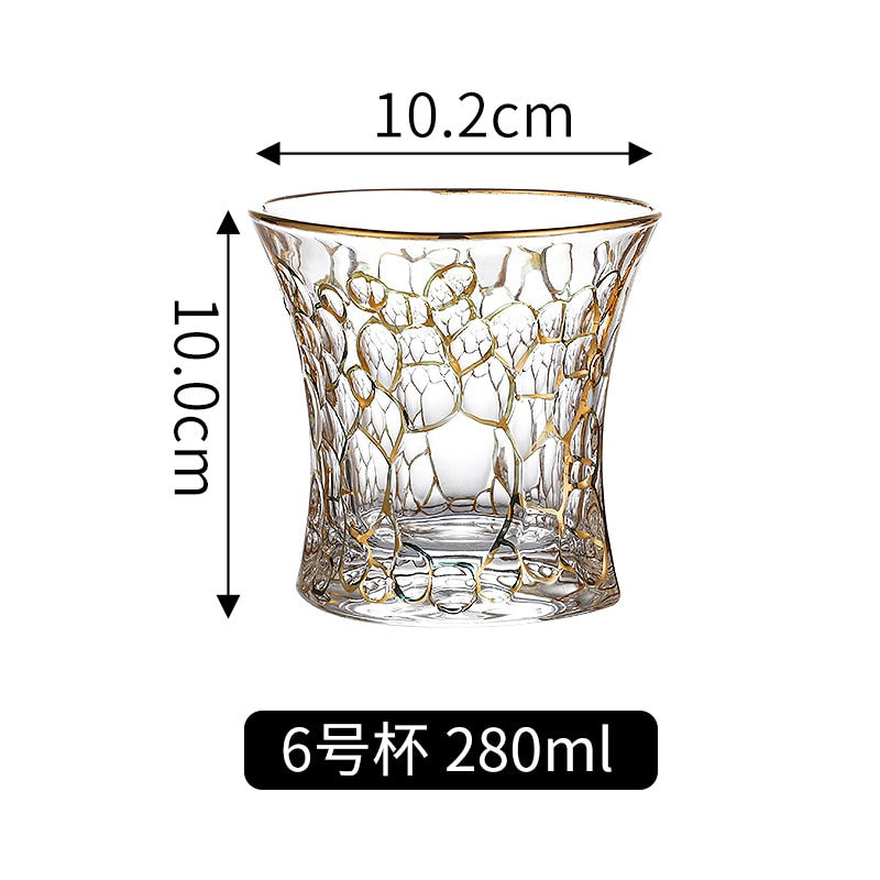 Crystal Gilt Glass Beer Mug European Luxury Brandy Wine Whiskey Cup Cups Drinkware Kitchen Dining Bar Home Garden