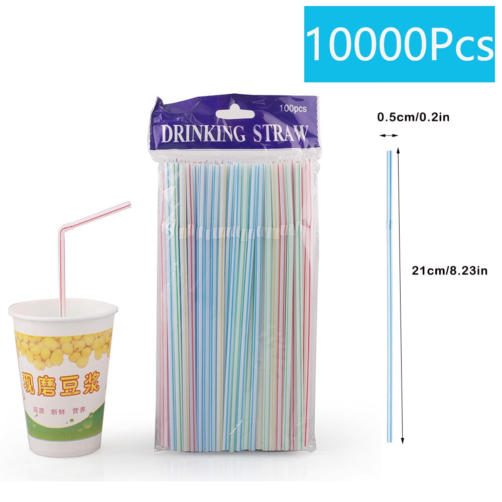 100/1000/10000Pcs Colorful&Black Drinking Kunststof Straws plastique Beverage Straw Milk Tea Bar Party Wedding Kitchen Accessory