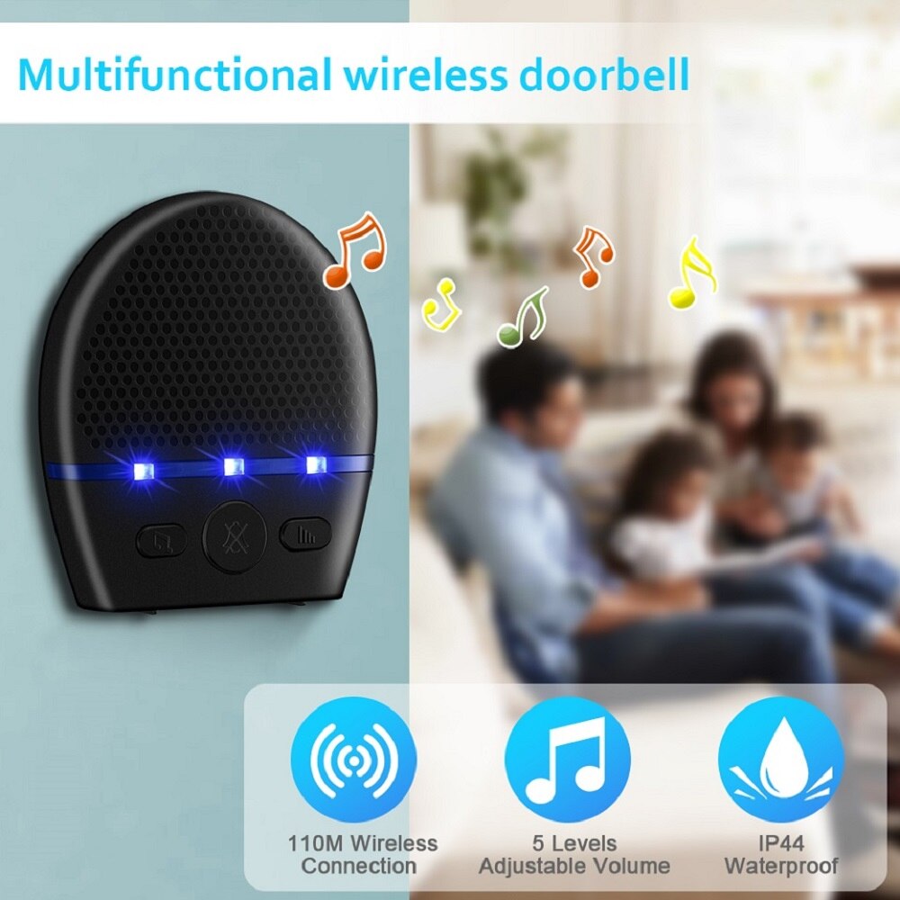Hollarm Wireless Doorbell Smart Home Door Bell Touch Screen Button Outdoor House Chimes 300M Distance Remote Wireless Doorbell