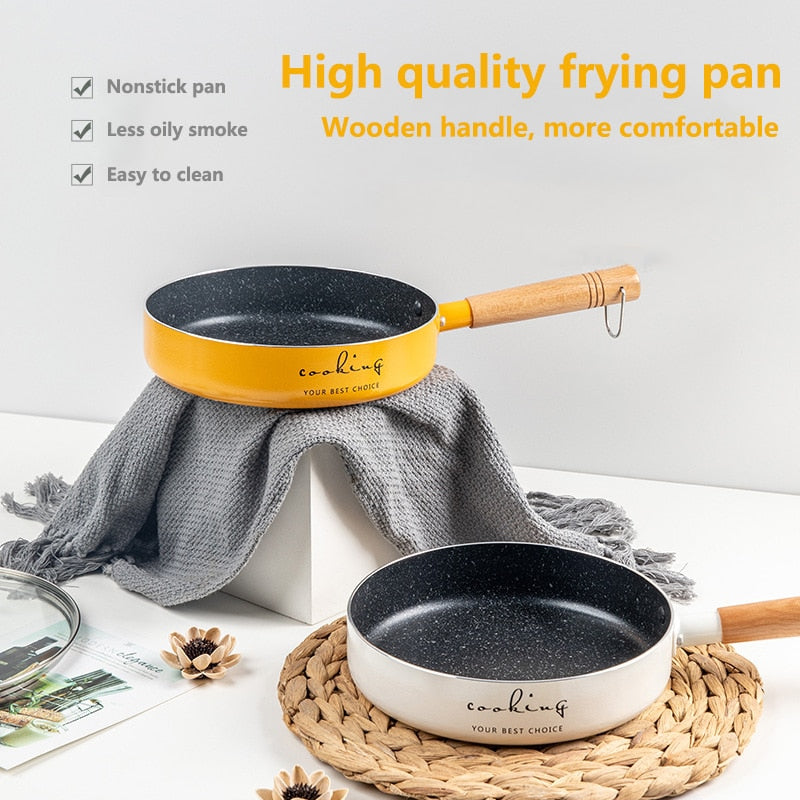 Frying Pan 16/20cm Wok Pan Non-stick Pan Induction Cooker Home Steak Pancake Pan Egg Pan Gas Stove Universal Saucepan Durable