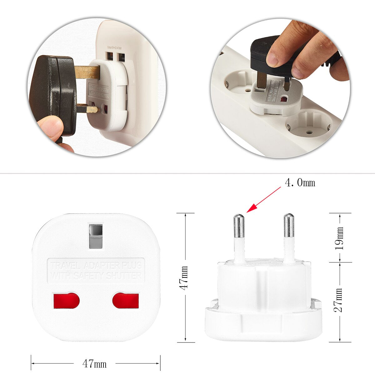 EU Universal Plug UK to EU Converter Euro Travel Adapter 250V Power Adapter Charger EU Plug Adapter British Scoket Outlet