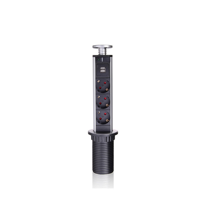 Intelligent Table Socket Pop Up Pull Power Point Sockets with USB Charger Tabletop EU Electrical Plug Outlets for Office Kitchen