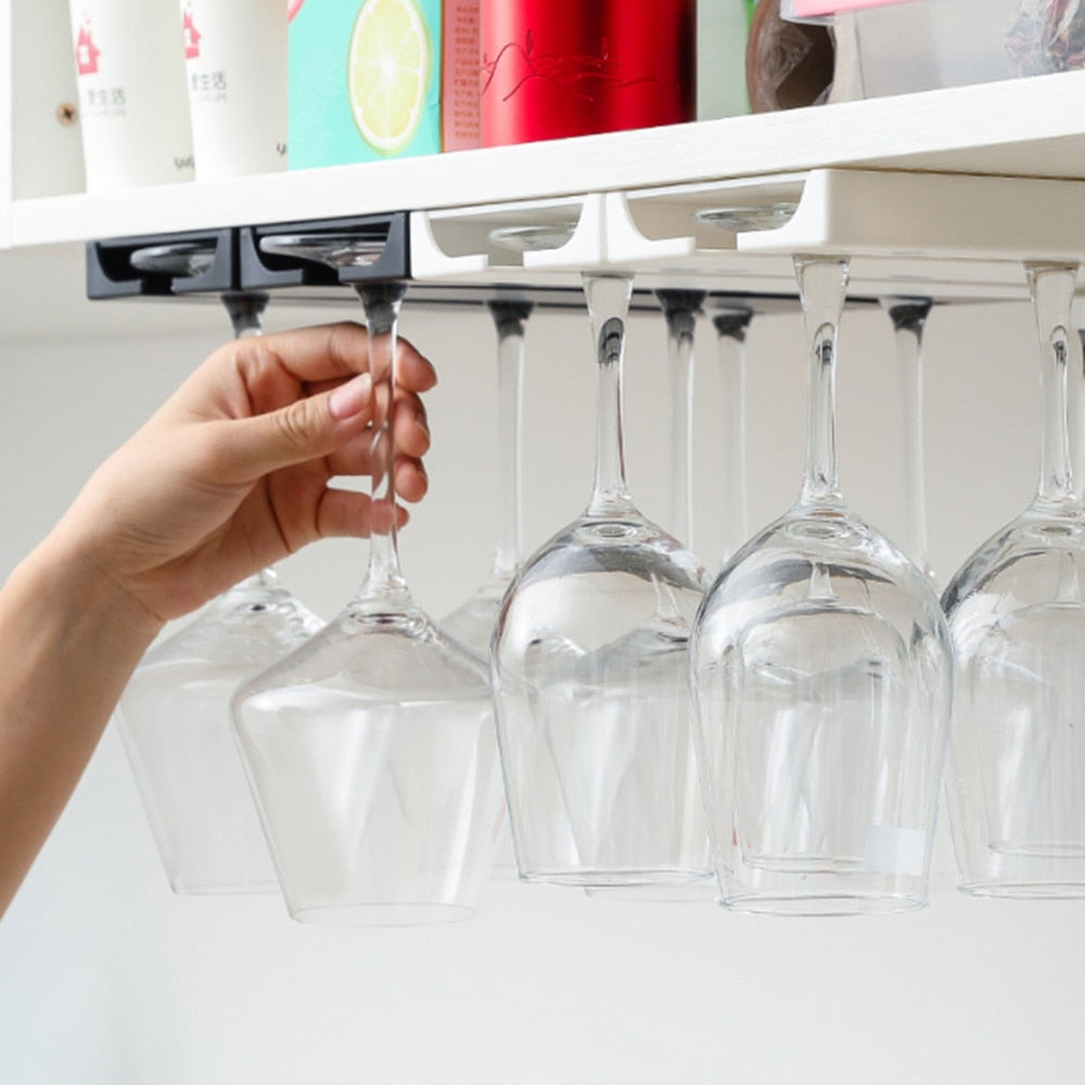 Wine Glasses Holder Bartender Stemware Hanging Rack Under Cabinet Stemware Organizer Glass Goblet Rack Bar Tool