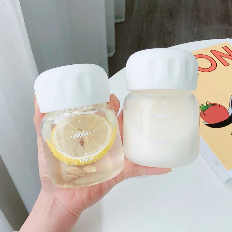 200ml Water Bottle Mini Glass Water Bottles Portable Cute Heat Resistant Water Cup Creative Simple Cup Handle Small Milk Cup