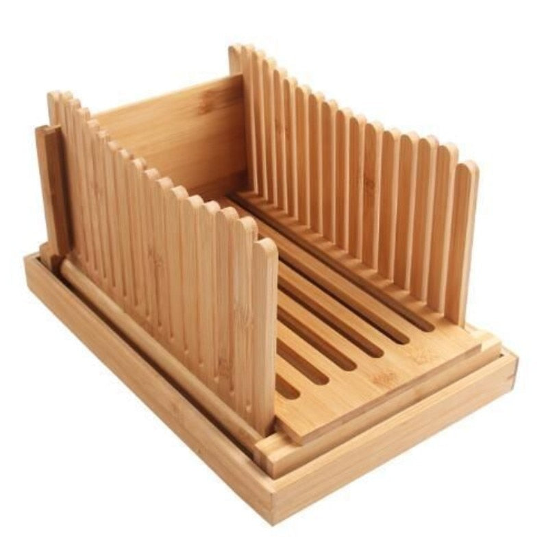 Bamboo Bread Slicer Tray Cutting Board Bread Crumb Collection Tray Foldable Bread Slicing Kitchen Tools