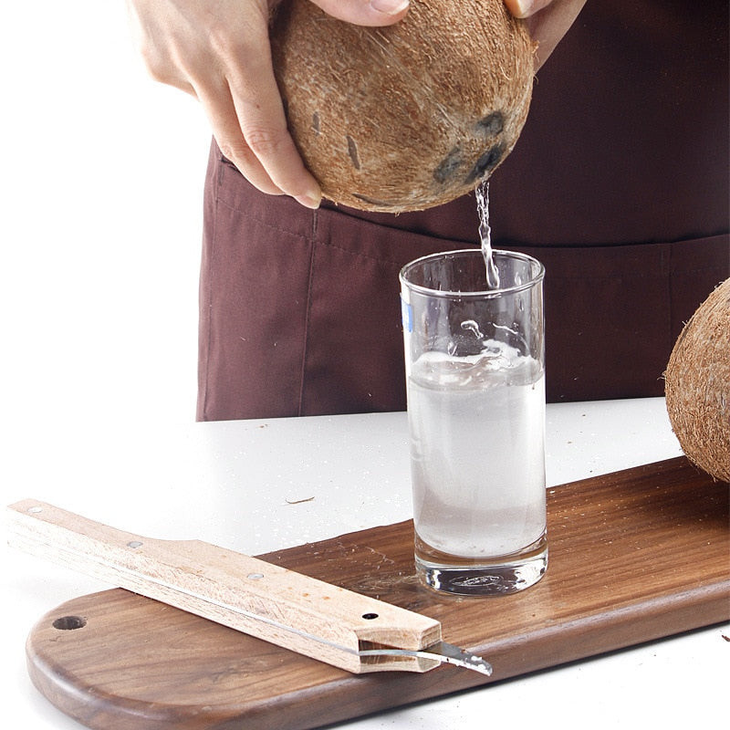 Kitchen Tools Stainless Steel Coconut Knife Old Coconut Opener Wooden Handle Coconut Knife Kitchen Utensils Home Gadgets