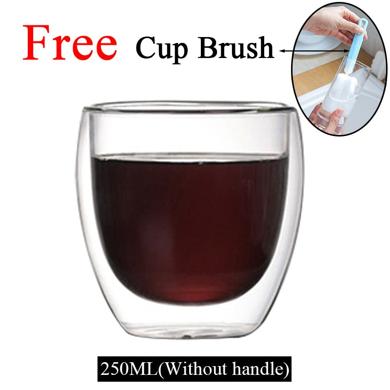 Double Wall High Borosilicate Glass Mug Heat Resistant Tea Milk Lemon Juice Coffee Water Cup Bar Drinkware Lover Gift Creativity