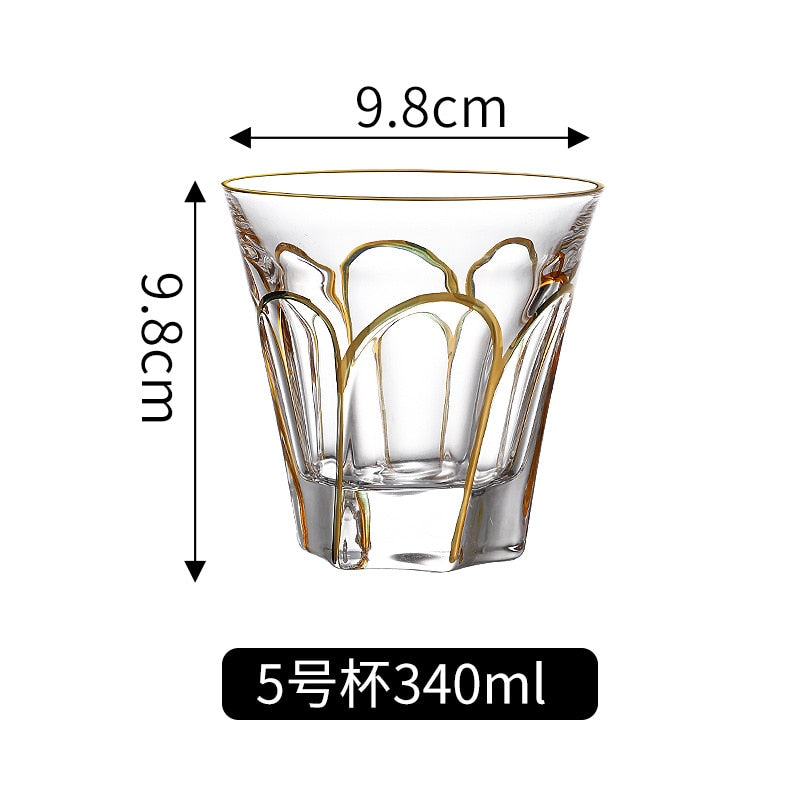 Crystal Gilt Glass Beer Mug European Luxury Brandy Wine Whiskey Cup Cups Drinkware Kitchen Dining Bar Home Garden