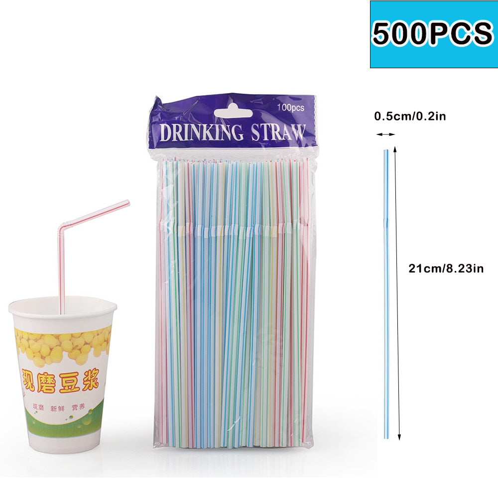 100/1000/10000Pcs Colorful&Black Drinking Kunststof Straws plastique Beverage Straw Milk Tea Bar Party Wedding Kitchen Accessory