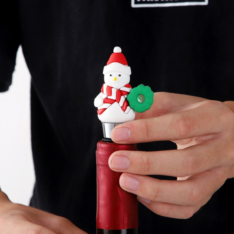 1PC Christmas Series Wine Stopper Bar Party Decoration snowman Shape Fresh-keeping Wine Champagne Stopper Bar Accessories