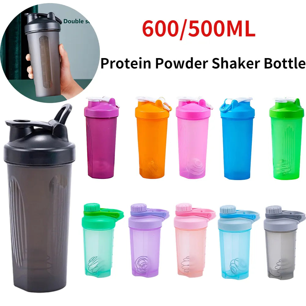 600ml Protein Powder Shaker Bottle with Scale Portable Water Bottle Protein Powder Shake Cup for Gym Ffitness Shaker Slushy Cup