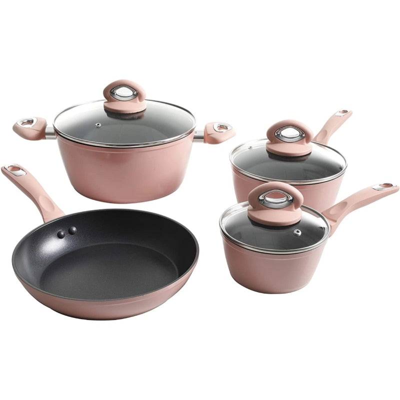 Oster Cookware Set, 12-Piece, Dusty Rose Cookware Set Kitchen