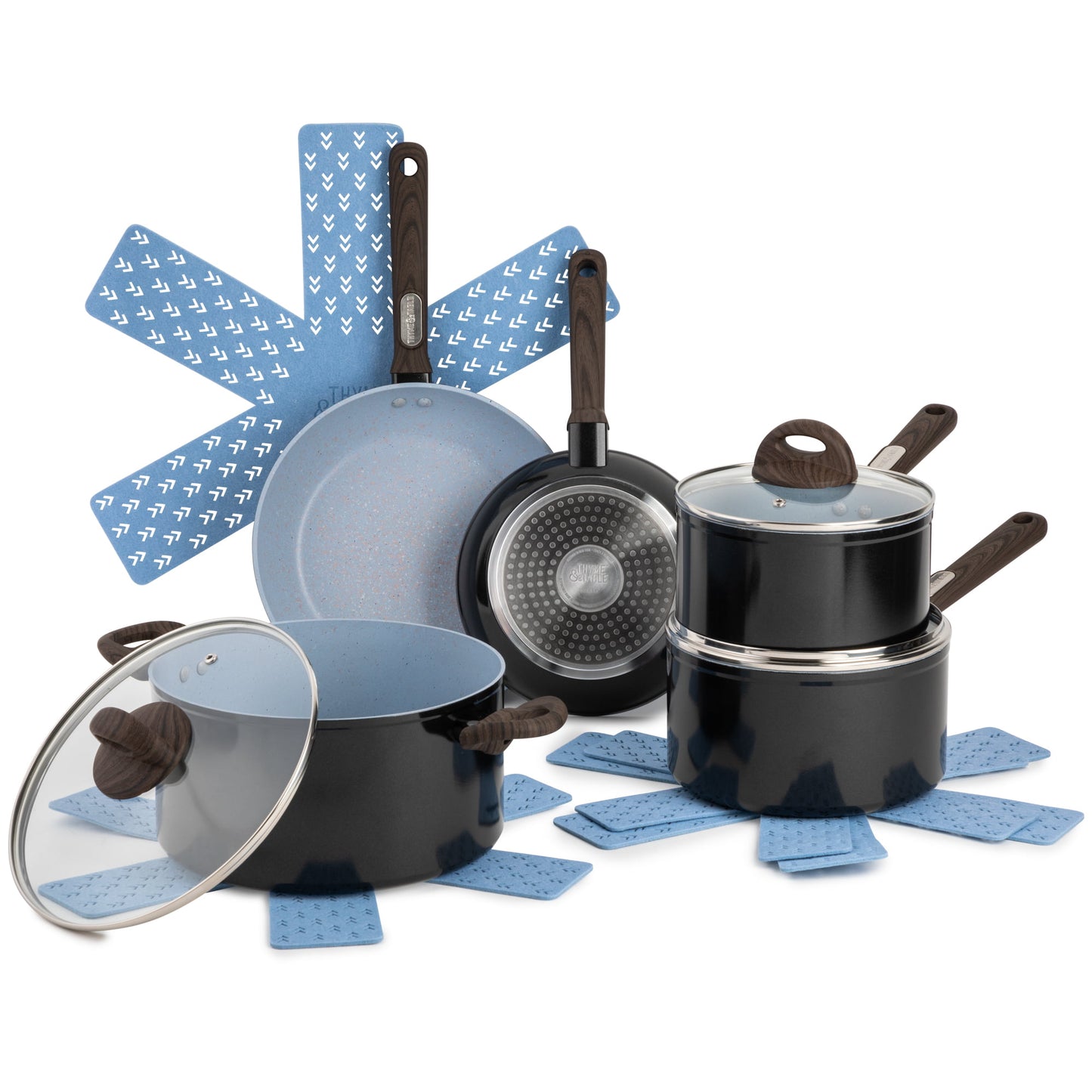 Thyme & Table Non-Stick 12 Piece Cookware Set, Scarlet Red