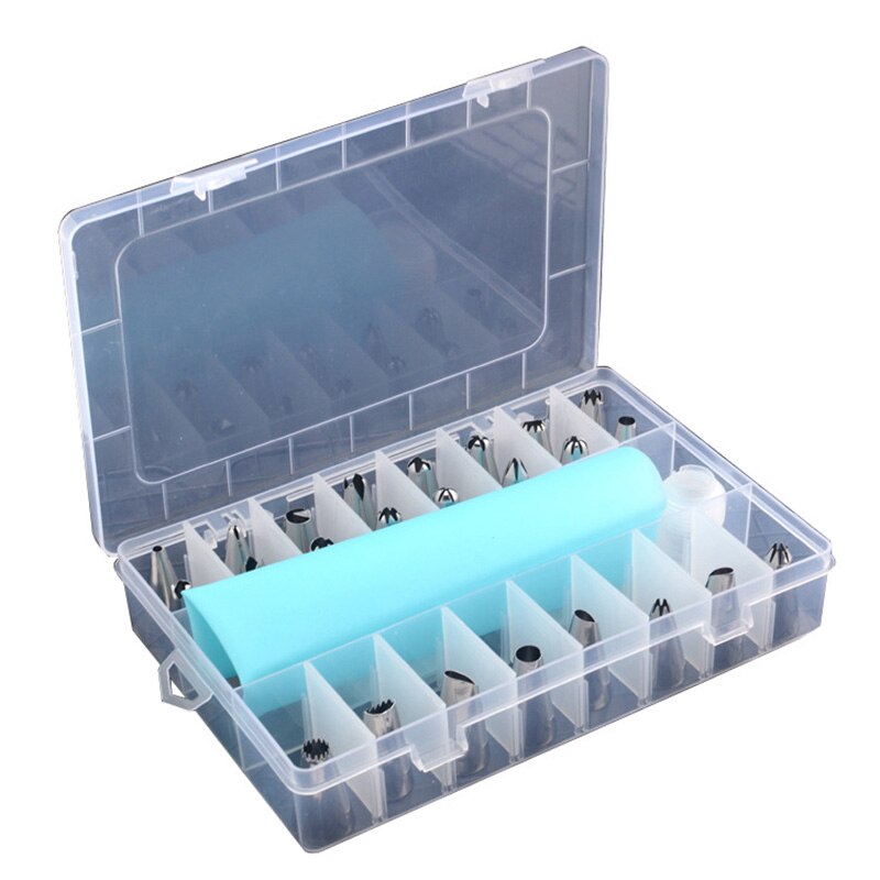 26Pcs/Set Silicone Pastry Bag Tips Kitchen DIY Cake Icing Piping Cream Cake Decorating Tools Reusable Pastry Bags+24 Nozzle Set
