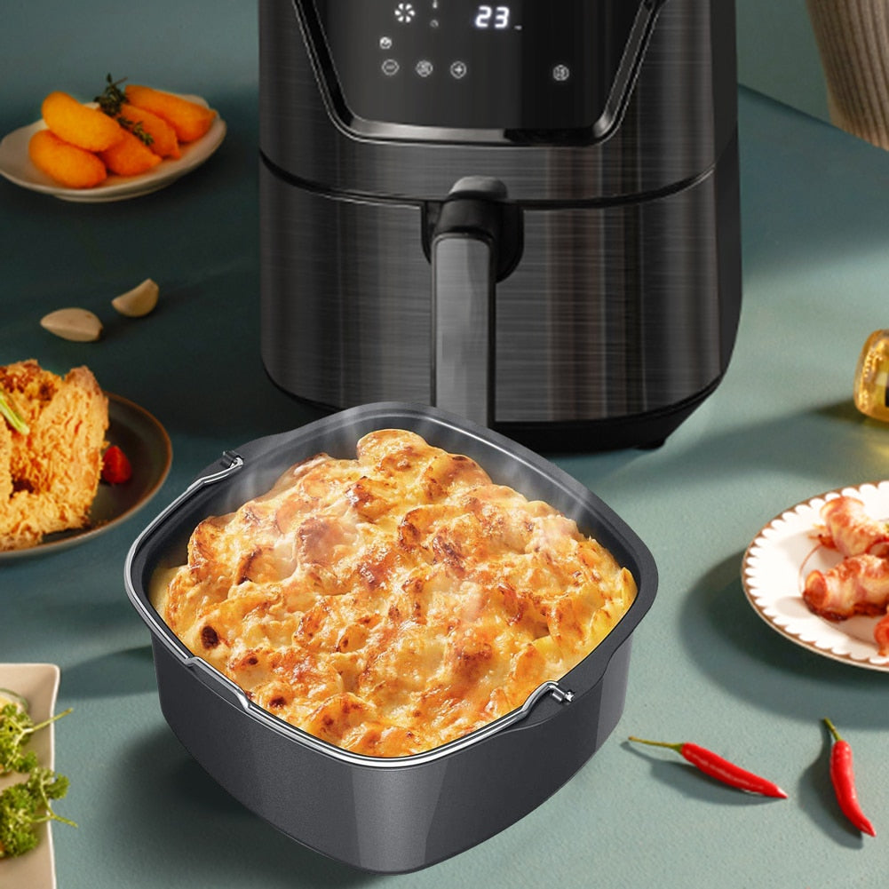 Square Cake Baking Tray Non-stick Air Fryer Baking Basket Pizza Plate Dish Pot Bakeware Kitchen Cake Cooking Tools