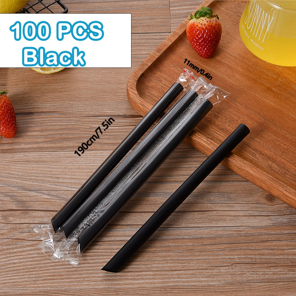 100/1000/10000Pcs Colorful&Black Drinking Kunststof Straws plastique Beverage Straw Milk Tea Bar Party Wedding Kitchen Accessory