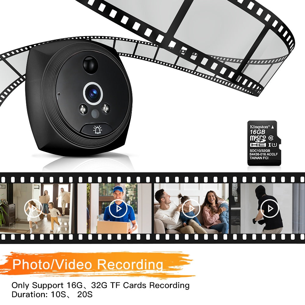 Elecpow 4.3 Inch Smart Home Peephole Doorbell Door Camera 140° HD PIR Infrared Night Vision Motion Detection Monitor Door Bell