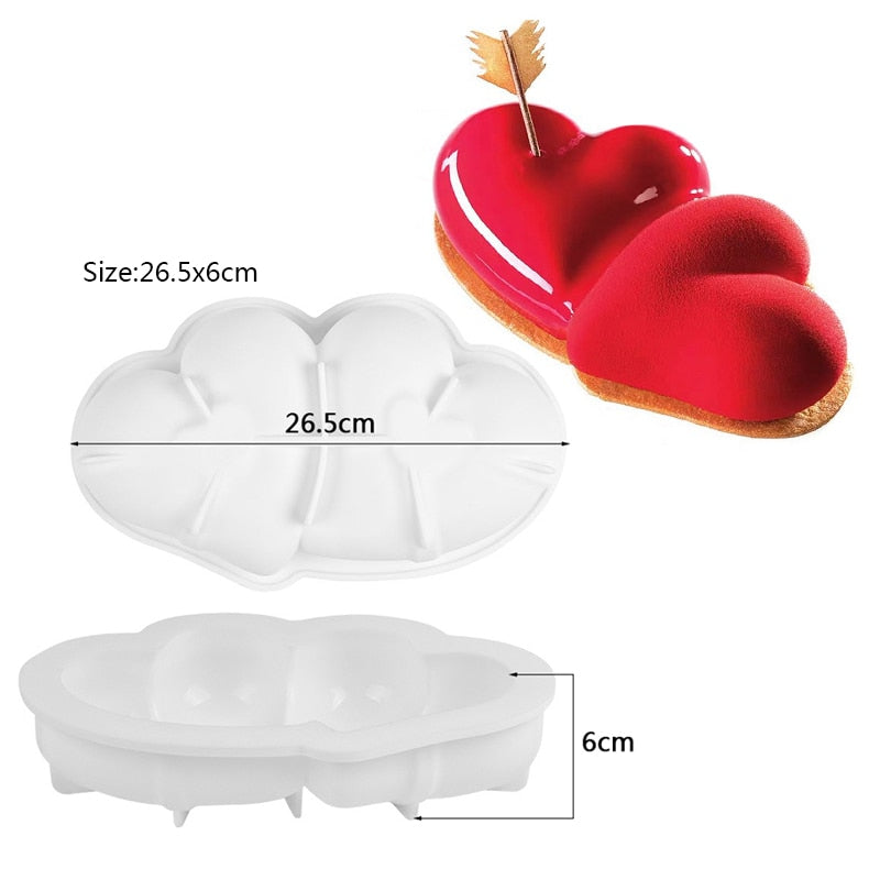 Heart Shaped Silicone Mold Cake Mousse Baking Forms Tray Silicon Soap Candle Making Moulds Kitchen Bakeware Tool