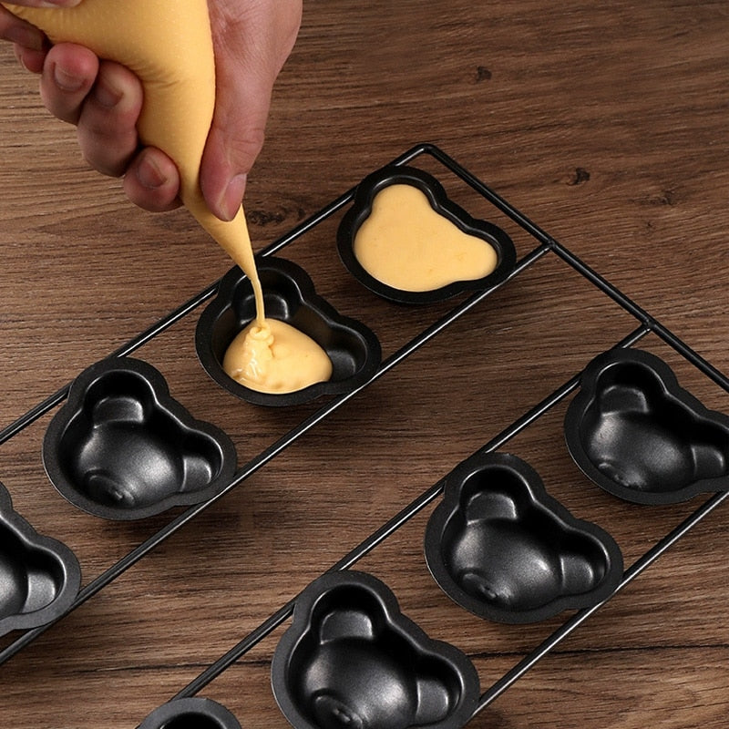6/8/12 Cartoon Little Bear Madeline Pan, Non-Stick Cute Bear Muffin DIY Dessert Pastry Baking Decore Tools for Baking Tool